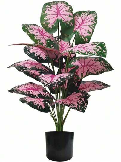 1 pieza 72cm Hoja de taro artificial colorida de simulación para decoración de plantas verdes, simulación de árbol de plátano tropical, adecuado para decoración de primavera, hogar, jardín, cocina, oficina, fiesta de boda, decoración interior y exterior, decoración de Año Nuevo, regalo del Día de San Valentín (excluyendo macetas)