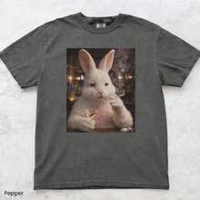 Unhinged Easter Bunny Shirt Funny Bunny Martini Tee Dark Humor Easter Meme Co Mfort Colors Graphic Tee Adult Easter Humor - màu đen - Xem 1