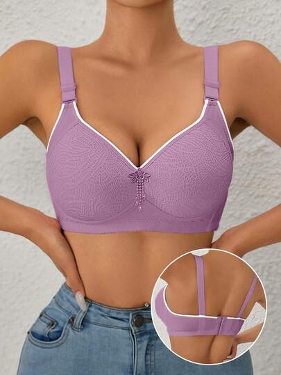 1件 EssElegance 提拉式提拉文胸 - 可调节支撑肩带，无钢圈，日常舒适，女士内衣