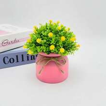 1pc Star Sky Rope Pink Potted Plant, Office/Home Desktop Decor Artificial Flower Bonsai, Mini Artificial Potted Plant, Artificial Greenery, Small Space Decor - Multicolor - View 11
