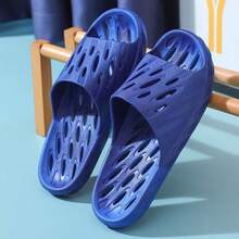 男士浴室拖鞋，防滑镂空淋浴凉鞋，适合居家、酒店、浴室使用 - 藍色 - 查看 2