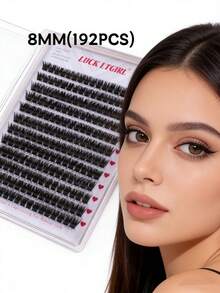 192pcs D-Curl 100D Fluffy False Eyelashes, 8-18mm Individual Lash Clusters For Natural Look, Delicate & Long-Lasting Eyelash Extension, Essential Makeup Tool - D - View 9
