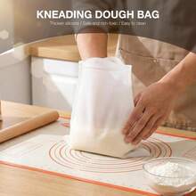 1/2 piezas Bolsa de silicona para amasar masa versátil, mezcladora de harina para pan, pastelería, pizza, herramienta antiadherente para hornear y cocinar - Blanco - Ver 4