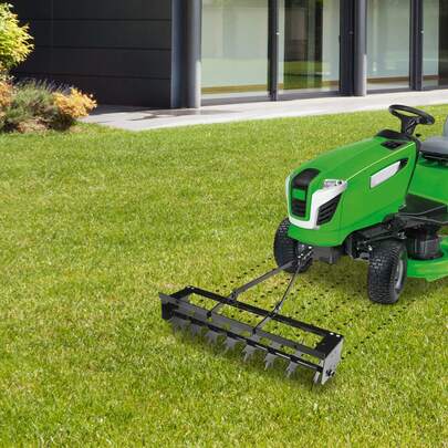 Heavy Duty Tow Behind Lawn Aerator With 8 Star Spikes Universal Hitch Soil Penetrator For Garden Villa Park Wedding Lawn Care