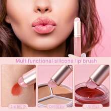 1pc Silicone Lip Brush With Cap, Makeup Lip Cosmetic Tool - Multicolor - View 4