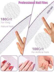 100/180 Grit Double-Sided Nail File, Reusable Nail Buffer Block, Suitable For Natural And Acrylic Nails, Home And Salon Use - Light Grey - View 5
