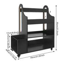 LYNICESHOP Rolling Gym Equipment Storage Rack Modern Yoga Mat Holder Multi-Functional Workout Equipment Organizer With Lockable Wheels And Hooks For Home Gym Exercise, Black Holiday Gift (US Stock) Faster Delivery - Default - View 2