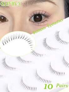 10 Pairs Natural Gradient False Eyelashes, Soft Stems Won't Irritate Eyes, Easy To Create Lively Eye Makeup - Black - View 2