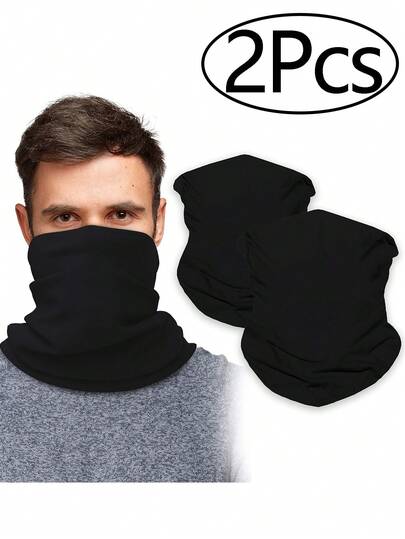Neck Gaiter, Bandana, Buff (2 Packs) - Face Cover For Men, Women, And Teens - Neck Warmer UV Sun Protection Gator (Black)