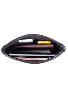 男士纯色手拿包/腕包两用包，时尚手提包，适合商务旅行和通勤。 - 黑色 - 查看 4