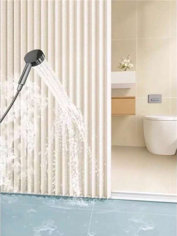 Juego de cortina de ducha plegable para baño, cortina de tela impermeable y resistente al moho con imanes, divisor de baño para separación de áreas húmedas y secas, sin necesidad de perforar