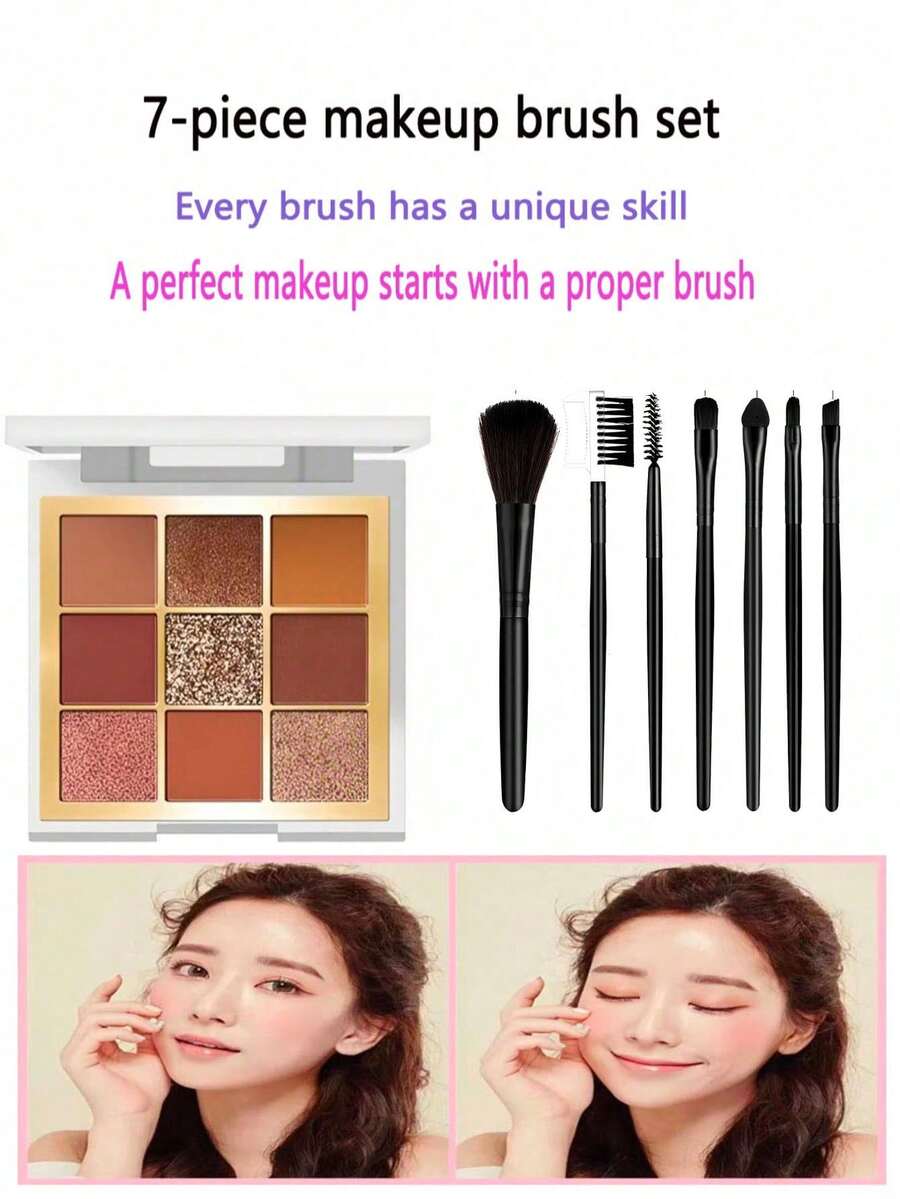 7pcs/Set Makeup Brushes, Cosmetic Makeup Brush Set, Beauty Makeup Tools, Professional Makeup Artist Brushes, Makeup Accessories - Multicolor - View 1