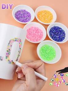 32 Colors Shiny Rhinestone Set, Colorful DIY Resin Jelly Rhinestones, 3mm Flat Back Gemstones With Tweezers, Suitable For Handmade Clothing Decoration - Multicolor - View 3