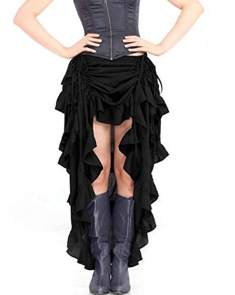 Vintage-Stil unregelmäßiger Rock, Unterrock, Rollenspiel-Kostüm, Bühnenaufführung Outfit, Cosplay-Outfit - Schwarz - Übersicht 1