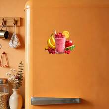 Smoothie Party On The Fridge: Raspberry Smoothie Magnet, Layered Berries And Citrus, Surrounded By Fresh Fruits - Brings Refreshing Vitality To Your Kitchen, Every Day - A - View 5
