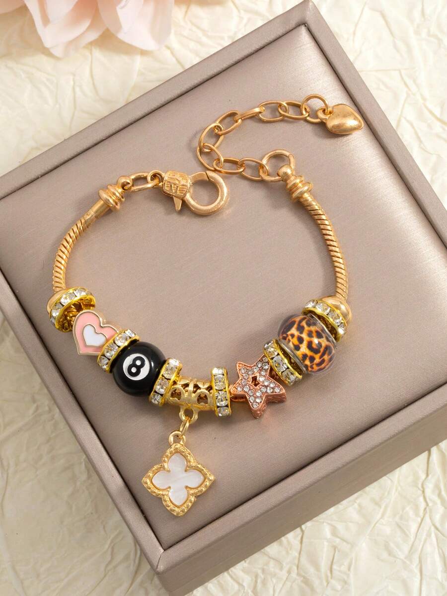 1 chiếc vòng tay màu đen thời trang với 8 kiểu dáng, đính pha lê hình ngôi sao, cỏ ba lá, hoa, phong cách độc đáo dành cho nữ. - Nhiều màu1 - Xem 1