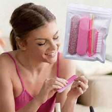 5-delars manikyr- och pedikyrset, mini-nagelfil och -stiftset, dubbelsidig engångsnagelfil, nagelbandsmatare i trä, nagelrengöringsverktyg, nagelborste - A - Visa 3