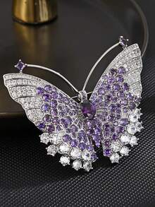 春日优雅蝴蝶胸针，高端精致时尚翻领别针，百搭服饰配饰 - 銀色 - 查看 11