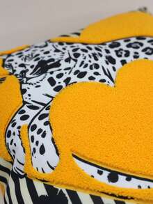 1 件装多功能豹纹抱枕套，装饰靠垫套，帆布材质，刺绣工艺，不含枕芯，17.7*17.7 英寸（45*45 厘米），适用于派对、沙发、客厅、床，是馈赠佳品。 - 黃色 - 查看 3