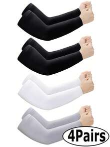 1/4 Pair Unisex UV Protection Tattoo Cover Ice Silk Arm Sleeves, Sports Cooling Sleeves - Multicolor - View 3