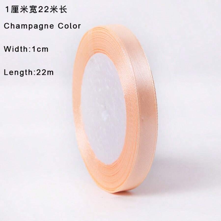 1cm/2cm/2.5cm/4cm Light Blue/Pink/Purple Satin Ribbon, Gift Box Packaging Decoration Ribbon, Bow Tie Satin Colored Ribbon - Champagne - View 1