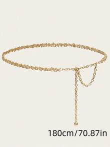 1pc Minimalist Chic Metal Beaded Waist Chain For Women, Suitable For Summer, Autumn, School, Street, Party And Daily Wear FDP6 - Gold - 查看 11