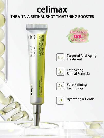 celimax 15ml Vitamin A Retinol Firming Essence, 0.1% Pure Retinol Firming Formula, Pore Minimizing & Fine Line Smoothing, Lightweight & Silky Texture, Quickly Absorbing, For Nighttime Use Only, Suitable For All Skin Types, Korean Anti-Aging Skincare