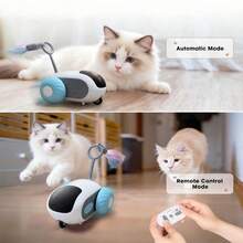 Cat Toys For Indoor Cats, Smart Interactive Cat Toy With Two-Speed Adjustment, Remote Control USB Rechargeable Automatic Cat Exercise Toys For Bored Indoor Adult Cats Kittens (Blue) - 藍色 - 查看 4