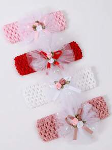1 Set Newborn Baby Boat Socks + Headband Hair Accessories, Sweet Infant Hair Decor & Socks Combo, Suitable For Baby's First Month, Birthday Party - Multicolor - View 6