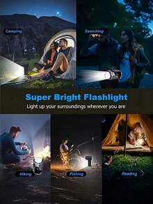 Portable LED Flashlight With Red And Blue Flashing Warning Light, USB Rechargeable, Adjustable Beam, ABS Material; Suitable For Camping, Fishing, Repair And Emergency Situations; Durable And Sturdy, With Solar And Power Bank Function - Star - View 10