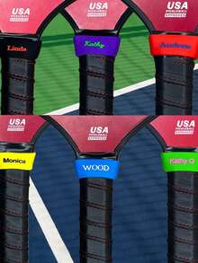 Poignée de raquette de pickleball personnalisée : accessoires de poignée personnalisés, sangle de raquette personnalisée - personnalisez le nom/texte, poignée en caoutchouc durable - cadeau parfait pour le tennis, le badminton, la canne à pêche - revêtement de poignée de remplacement universel antidérapant, améliore la sensation et l'absorption des chocs pour les joueurs de tennis, de badminton, de tennis de table - conception par thermopression, technologie de fabrication de raquette - Multicolore - Voir 8