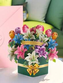 1 Set Handmade 3D Mother's Day Card - 1 "Happy Mother's Day" Card With Lily Flower Pattern, Includes Envelope And Blank Note Card. Ideal DIY Gift For Mother's Day, Birthday, Anniversary, Holiday Greetings And Other Special Occasions. - One Size Fits All - View 4