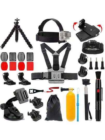 29 In 1 Action Camera Accessory Kit Compatible With Hero12 11/10/9/8GoPro Max Fusion For Osmo Action Action 2 AKASO, And More Action Cameras, For Photography/Videography Live Streaming/Video Blog