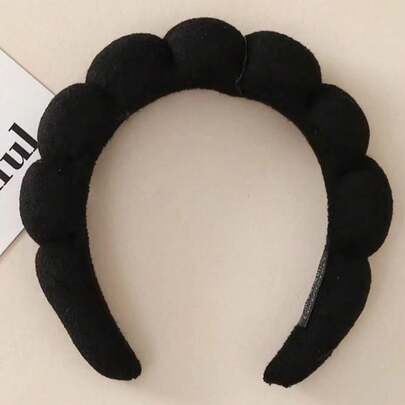 1pc,Black Plush Cloud-Shaped Headband: Soft Spa Headband, Hair-Holding Accessory Ideal For Skincare Routines, Makeup Application, Facial Treatments, Shower Prep, Home Spa Days, Gift Exchanges,  Gifting To Skincare Enthusiasts, Beauty Lovers, Busy Professionals, Self-Care Advocates, Gift Givers, Adults Who Cherish Comfortable Practical Beauty Tools That Elevate Any Self-Care Routine With Gentle Functionality