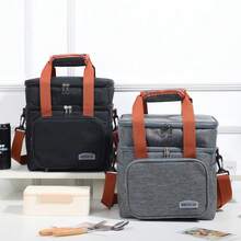 Large Capacity Lunch Bag, Outdoor Picnic Bag, Large Capacity Crossbody Carrying Bento Bag - Black - View 1