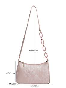 Shiny Chain Shoulder Bag, Baguette Bag, Suitable For Shopping, Dating, Parties, And Commuting, Adjustable Shoulder Strap, Simple And Elegant Ladies Shoulder/Underarm Bag - Pink - View 9