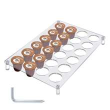 Soporte para cápsulas de café de 24 ranuras para encimera soportes acrílicos para cápsulas de café para cajón o encimera bandeja organizadora plana de acrílico transparente para oficina y - Transparente - Ver 8