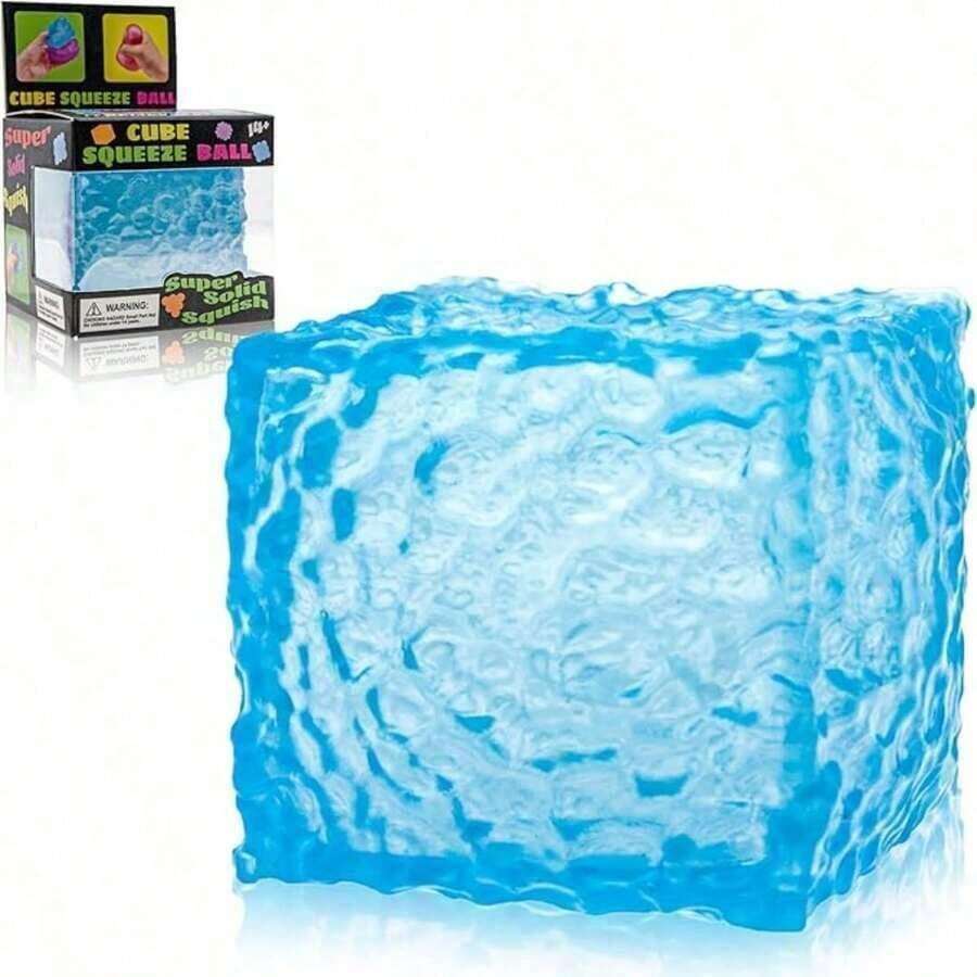 Stress Relief Cube, Novel Water Cube Textured Squeeze Toy, Slow Rebound Stress Relief Finger Toy, Soft Sensory Toy, Relieve Anxiety And Relax, Unique Adult Desktop Fidget Toy - 1 chiếc - Màu xanh dương - Hộp đóng gói ngẫu nhiên - Xem 1
