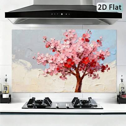 1 Miếng Dán Tự Dính 2D Phẳng Chống Bắn Nước Cho Nhà Bếp, Họa Tiết Cây Hoa Hồng Theo Phong Cách Tranh Sơn Dầu, Thích Hợp Cho Nhà Bếp Và Phòng Ăn, Trang Trí Nhà Bếp Hiện Đại, Nhà Theo Chủ Đề Nấu Ăn Cổ Điển, Đồ Trang Trí và Phụ Kiện Nhà Bếp.