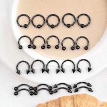 100pcs Piercing Jewelry Set, 14G 16G 20G Nose Rings, Lip Rings, Tongue Rings, Stainless Steel Cartilage Earrings, Barbells, Navel Rings, Body Piercing Accessories - 40 Black - View 3