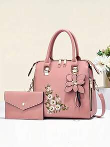 Bộ túi xách thời trang mới dành cho mẹ và con gái, túi xách cỡ lớn in họa tiết da cá sấu bóng bẩy. - màu đen - Xem 13