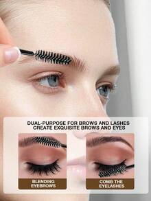 CIMACA 睫毛夹和睫毛膏刷套装（包含3支刷子），硅胶垫和符合人体工程学的手柄化妆工具，不锈钢睫毛夹配有柔软的硅胶垫，适合日常和旅行化妆 - 黑色 - 查看 4