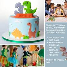 12pcs/Box Dinosaur & Animal Cookie Cutter Set, Stainless Steel Shaped Biscuit Candy Mold, Suitable For DIY Kitchen, Baking, Theme Birthday Party - View 9