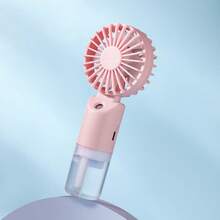 Mini ventilador de mano con pulverización, ventilador eléctrico portátil, ajustable a 2 velocidades, batería de 500mAh, ventilador de escritorio para el verano, humidificación y refrigeración, adecuado para interiores/exteriores, campamento, estudiante, recargable - Soporte de Mano - Ver 10