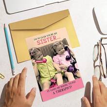 Thiệp chúc mừng sinh nhật vui nhộn với hình ảnh người chị/em gái - "Em rất vui vì chị/em là chị/em gái của em" - Món quà sinh nhật tuyệt vời phù hợp cho anh chị em ruột, cha mẹ, con gái và con trai. - Bộ - Xem 6