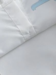 Camisa de manga corta casual y linda con estampado de animales del parque de dibujos animados para niños - Parte superior cómoda de verano para niño, adecuada para viajes, fiestas y uso diario - Blanco - Ver 8