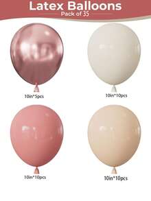 60/35个10英寸复古腮红粉色气球，灰色、粉色、金属色、玫瑰金、象牙白，适用于婚礼、婴儿派对、生日、新娘派对、波西米亚风装饰 - A-1 - 查看 3