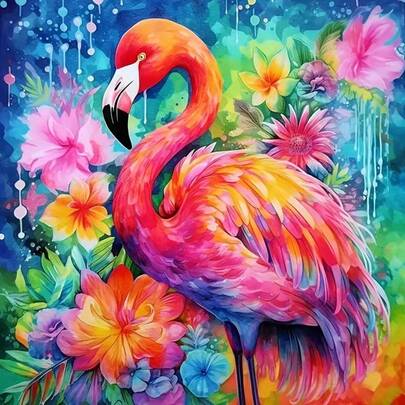 1套[30*30厘米/11.8*11.8英寸][40*40厘米/15.7*15.7英寸]5D亚克力钻石画套装，火烈鸟图案，适合成人初学者DIY马赛克钻石画，全钻手工DIY钻石画，适用于客厅、卧室、办公室墙面装饰画，惊喜艺术家居装饰礼物，送给家人和朋友