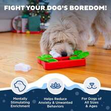 Outward Hound By Nina Ottosson Holiday Dog Brick Treat Puzzle Dog Toy, Level 2 Intermediate, Red, Small - ColorD - 查看 2