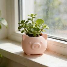 1个3D打印迷你粉色小猪花盆，带排水孔，可爱动物造型多肉植物盆，适合桌面、阳台、家居装饰、复活节礼物 - 多色 - 查看 5